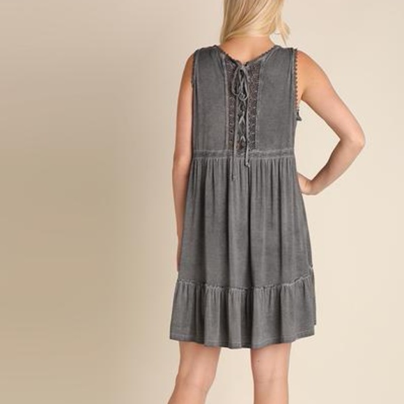 NEW Plus Size Steel Grey Washed Look Tunic Dress - Picture 4 of 4